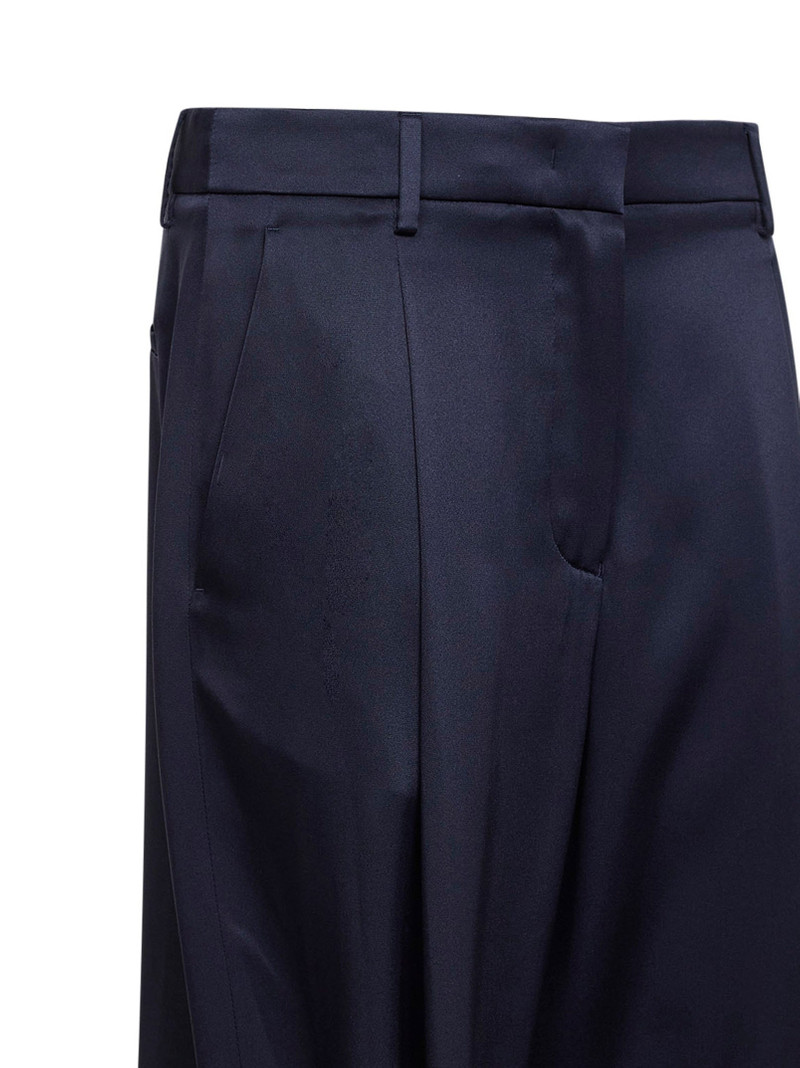 Blue double silk satin one-pleat trousers 3