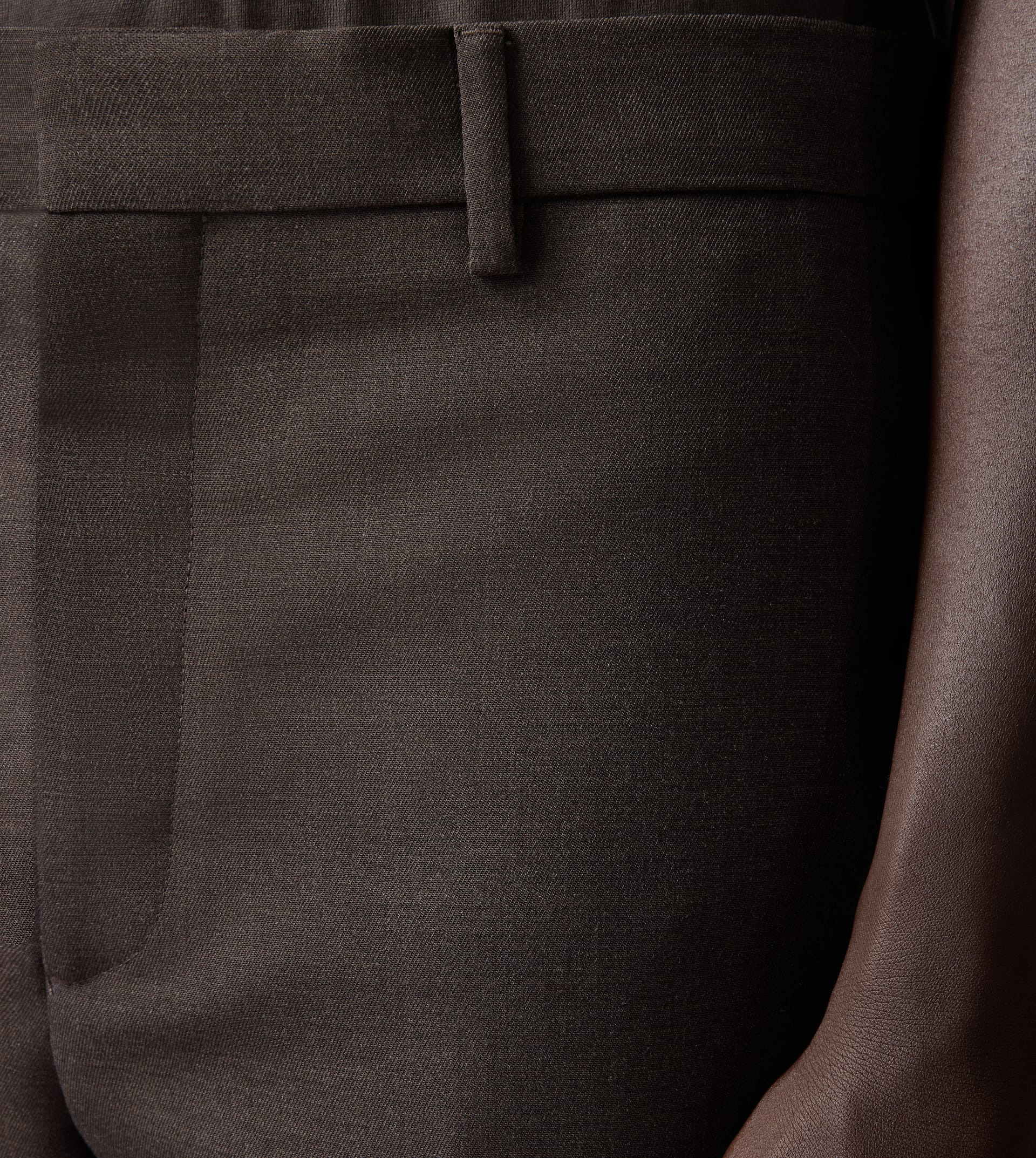 SLIM FIT PANTS IN WOOL - BROWN - 5
