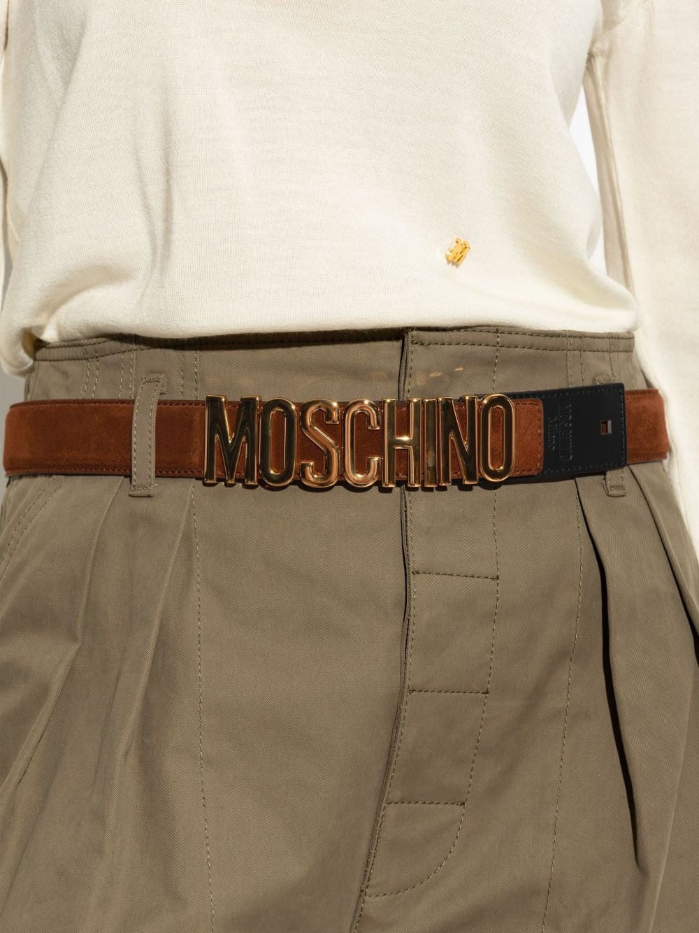 logo-plaque suede belt - 4