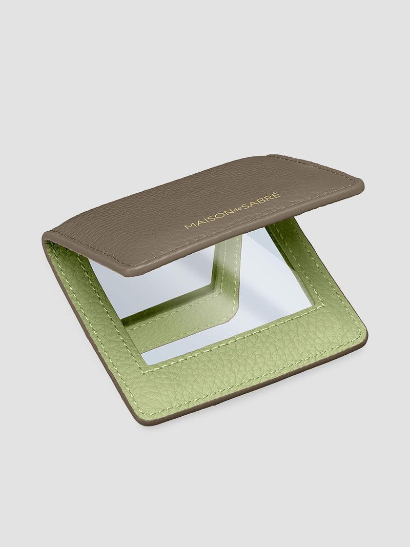 Leather Compact Mirror - Cashmere Matcha 4
