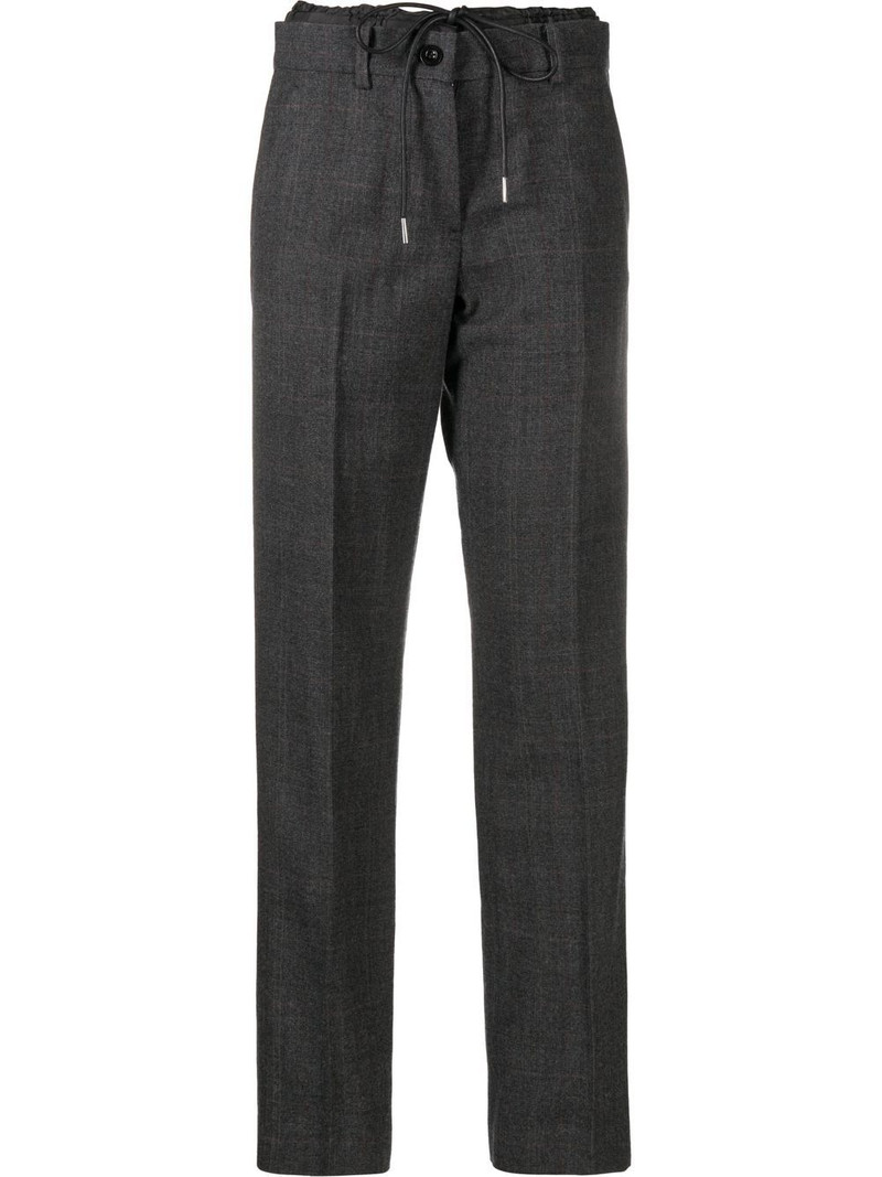 drawstring-fastening straight-leg trousers 1
