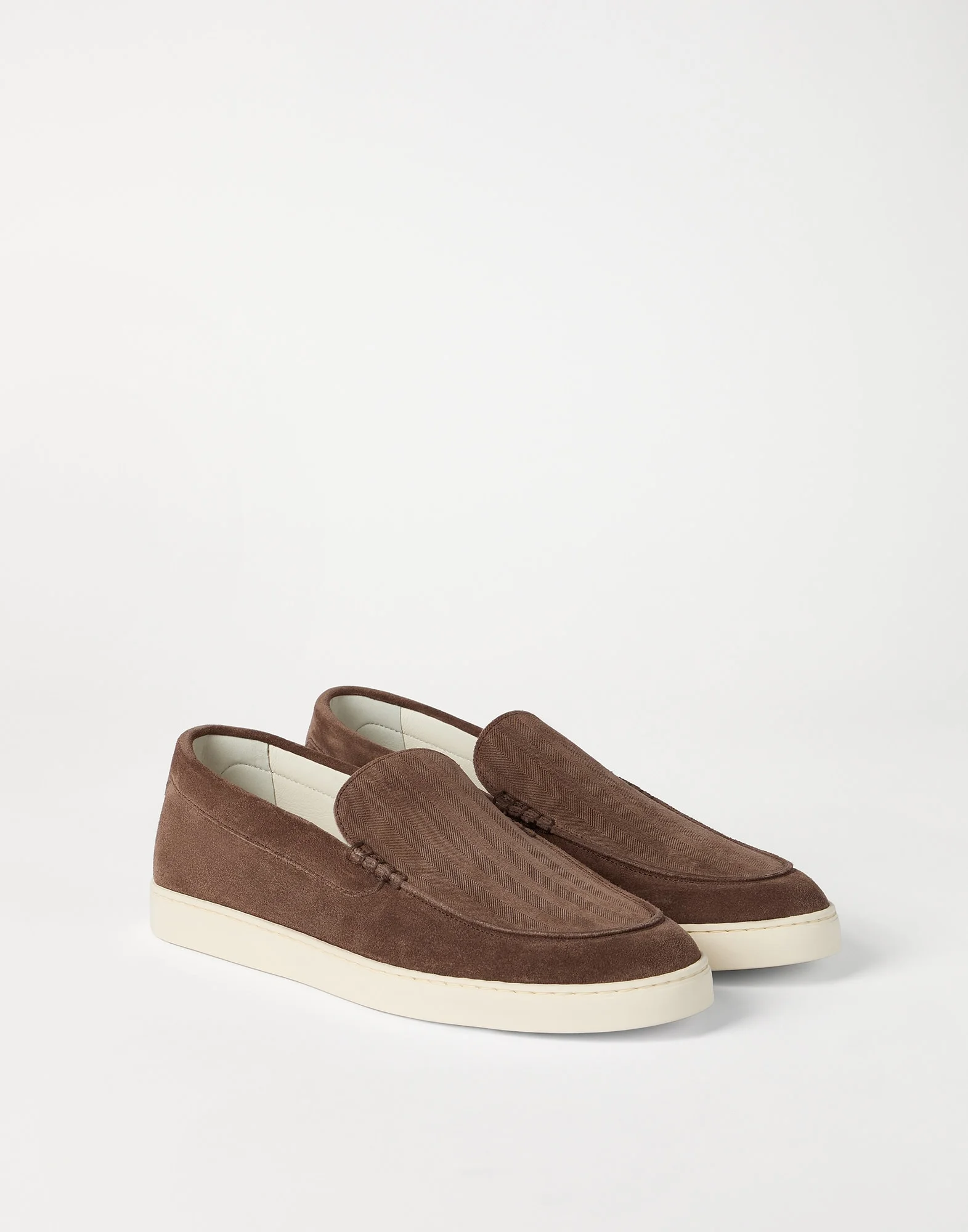 Chevron-effect suede loafer sneakers - 1