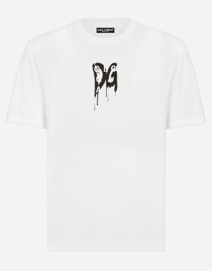 Cotton T-shirt with DG print and Dolce&Gabbana logo - 3