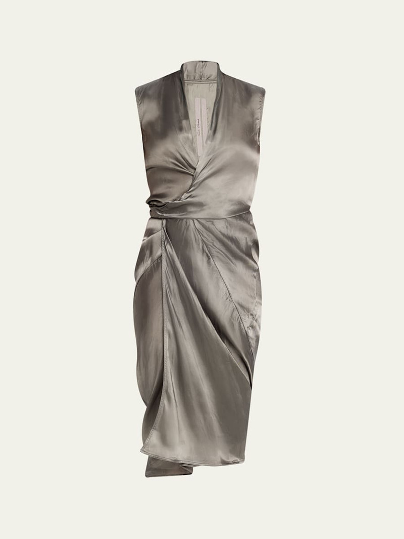 Sleeveless Satin Wrap Dress 1