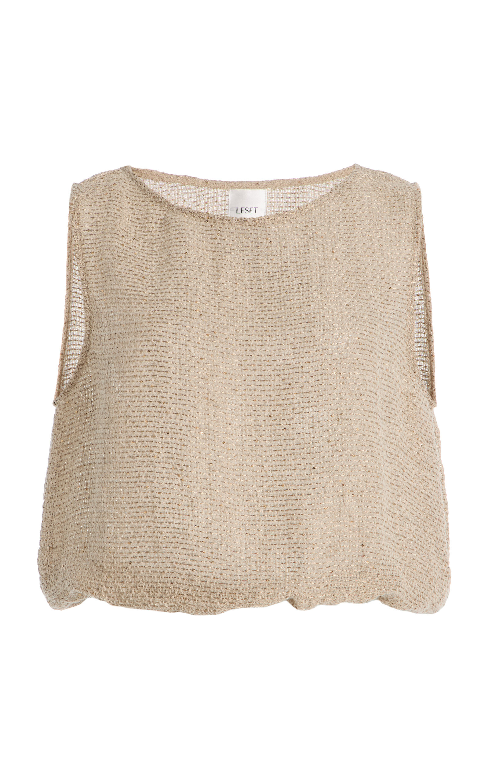 Stella Cropped Sequined Linen-Blend Top neutral - 1