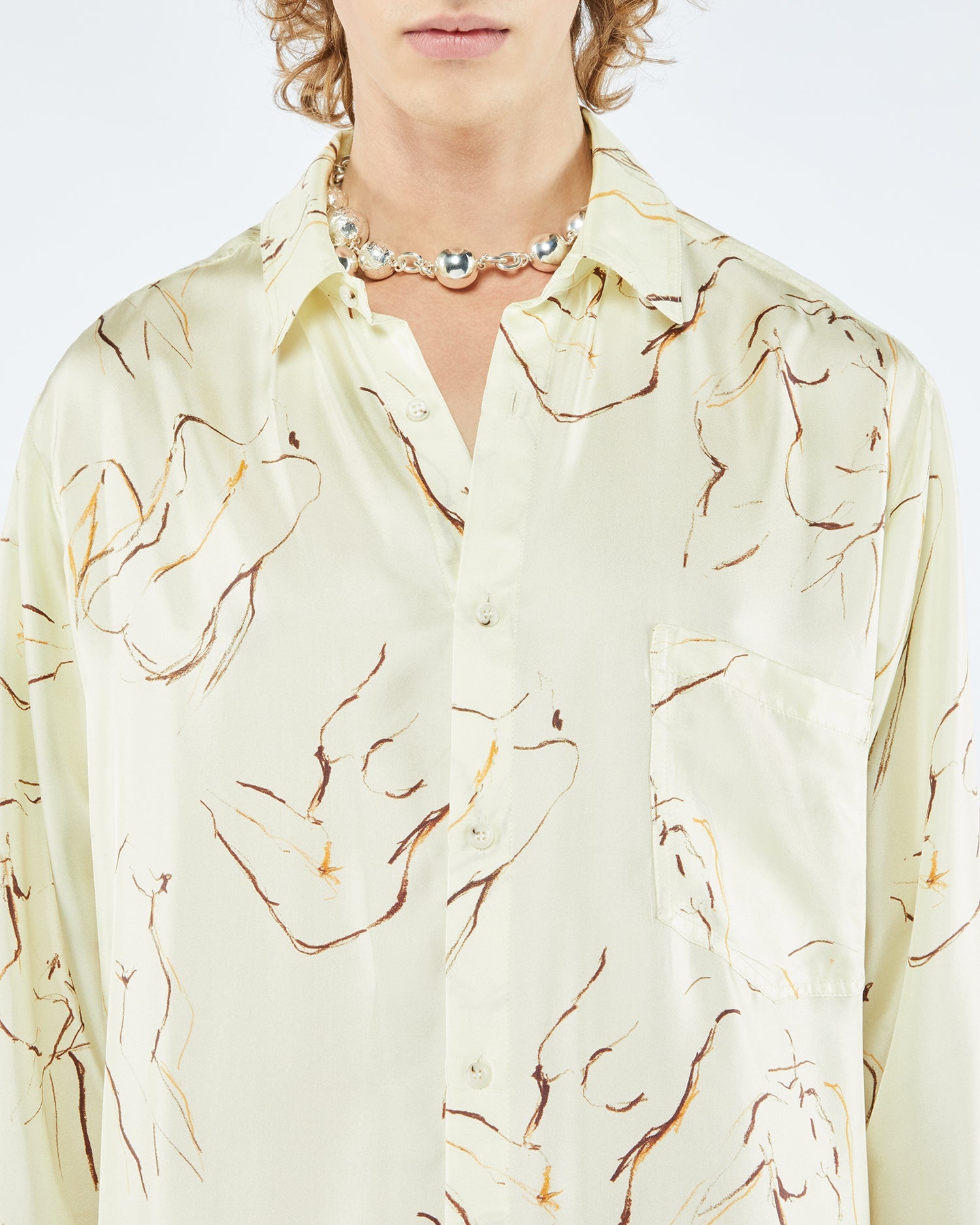 JARI - Twill silk shirt - Line drawing - 2