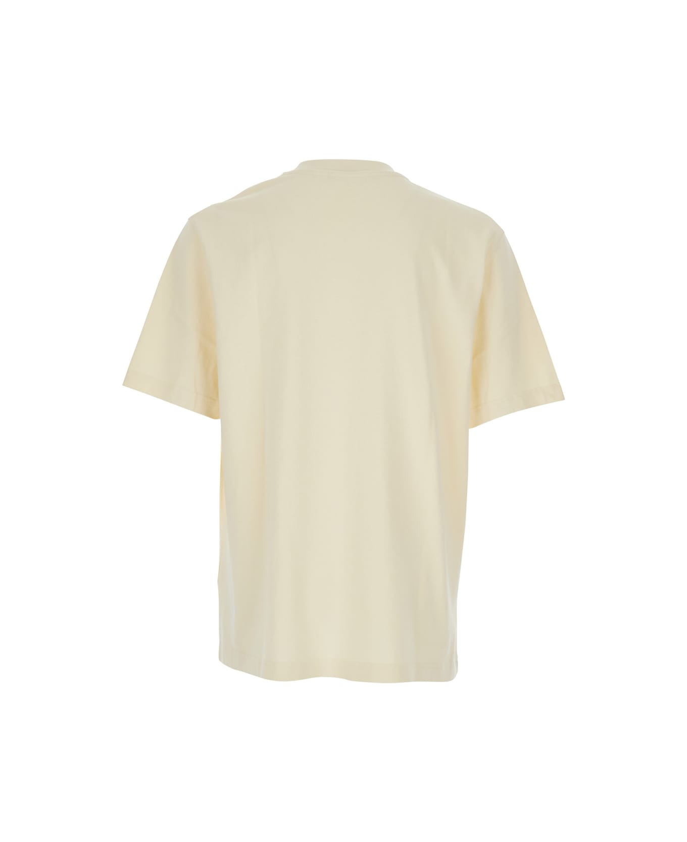 'le T-shirt Gros Grain' Beige T-shirt With Logo Patch On The Front In Cotton Man - 2
