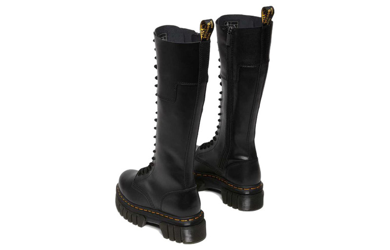 (WMNS) Dr.Martens Audrick 20-Eye Leather Knee High Platform Boots 'Black' 27953001 6