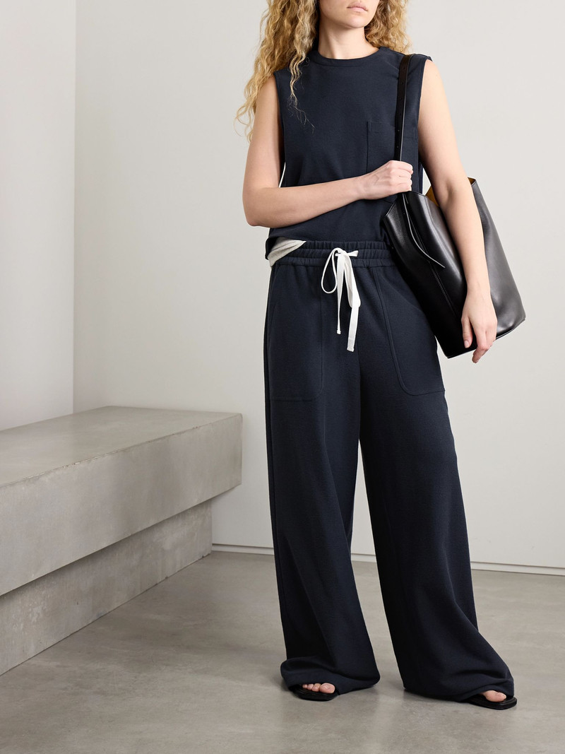 TWP Cropped French wool-blend terry tank Navy outlook