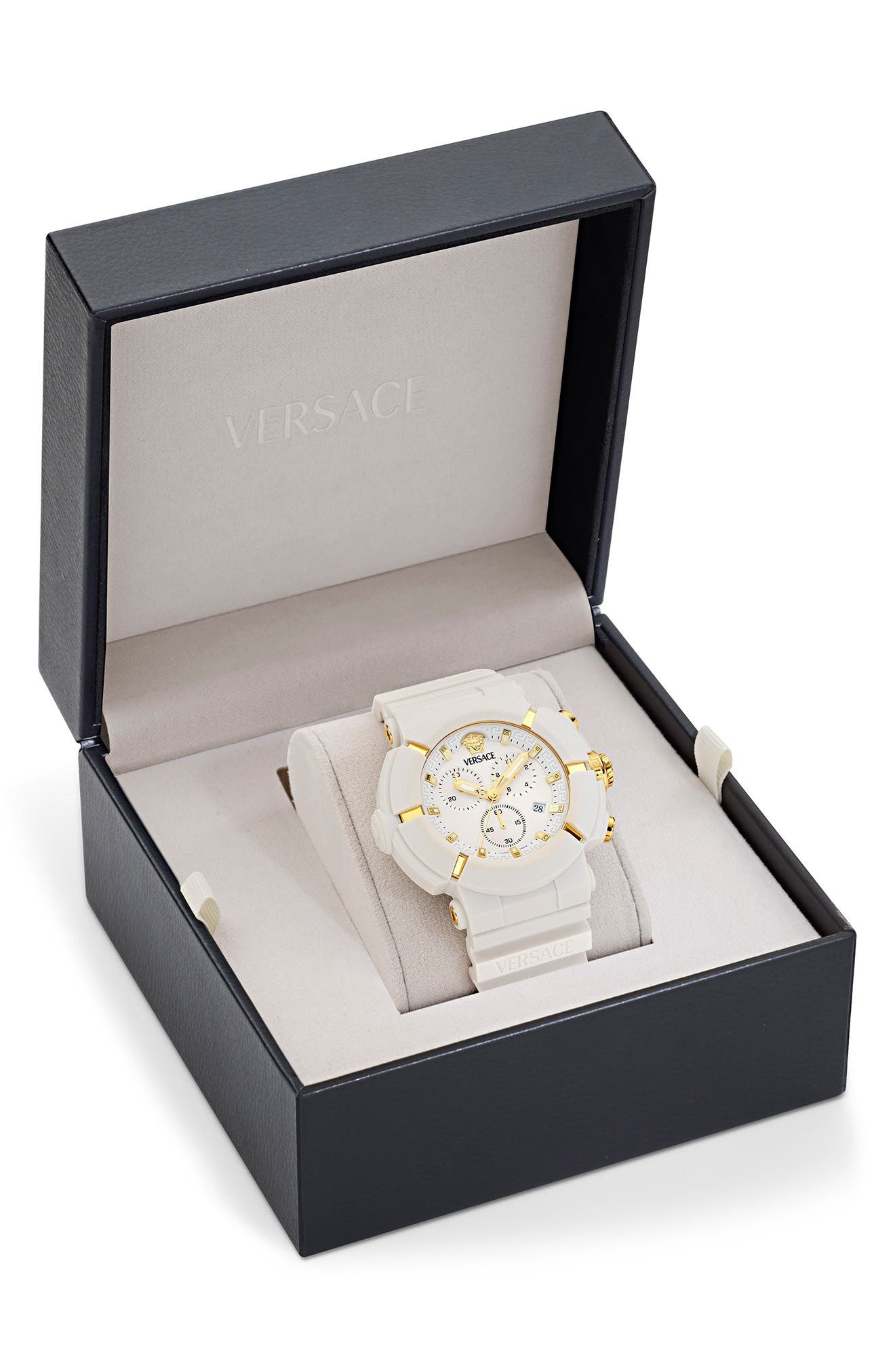 Versace Real Active Chronograph Bracelet Watch, 45mm in White Ecoceramic at Nordstrom - 5