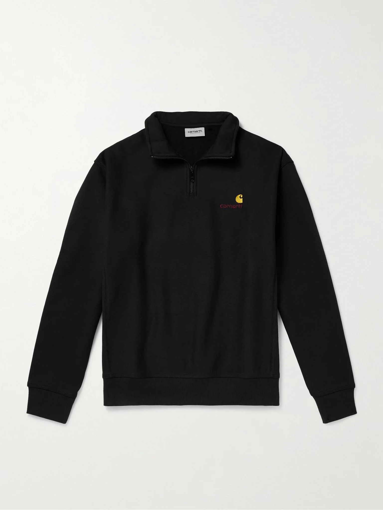 American Script Cotton-Blend Jersey Half-Zip Sweatshirt Black - 1