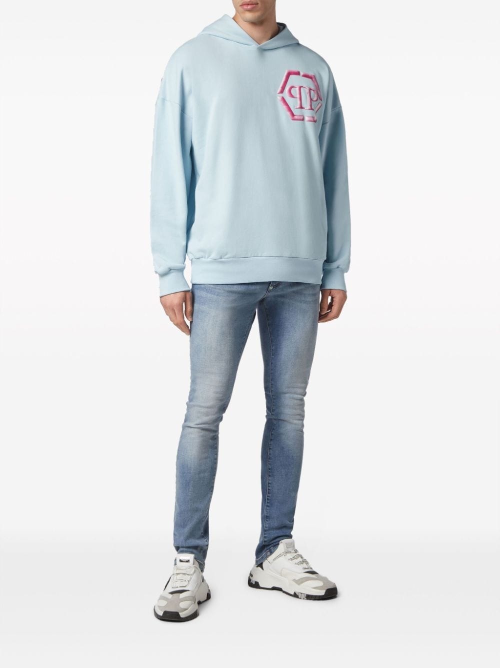 logo-embroidered cotton hoodie - 2