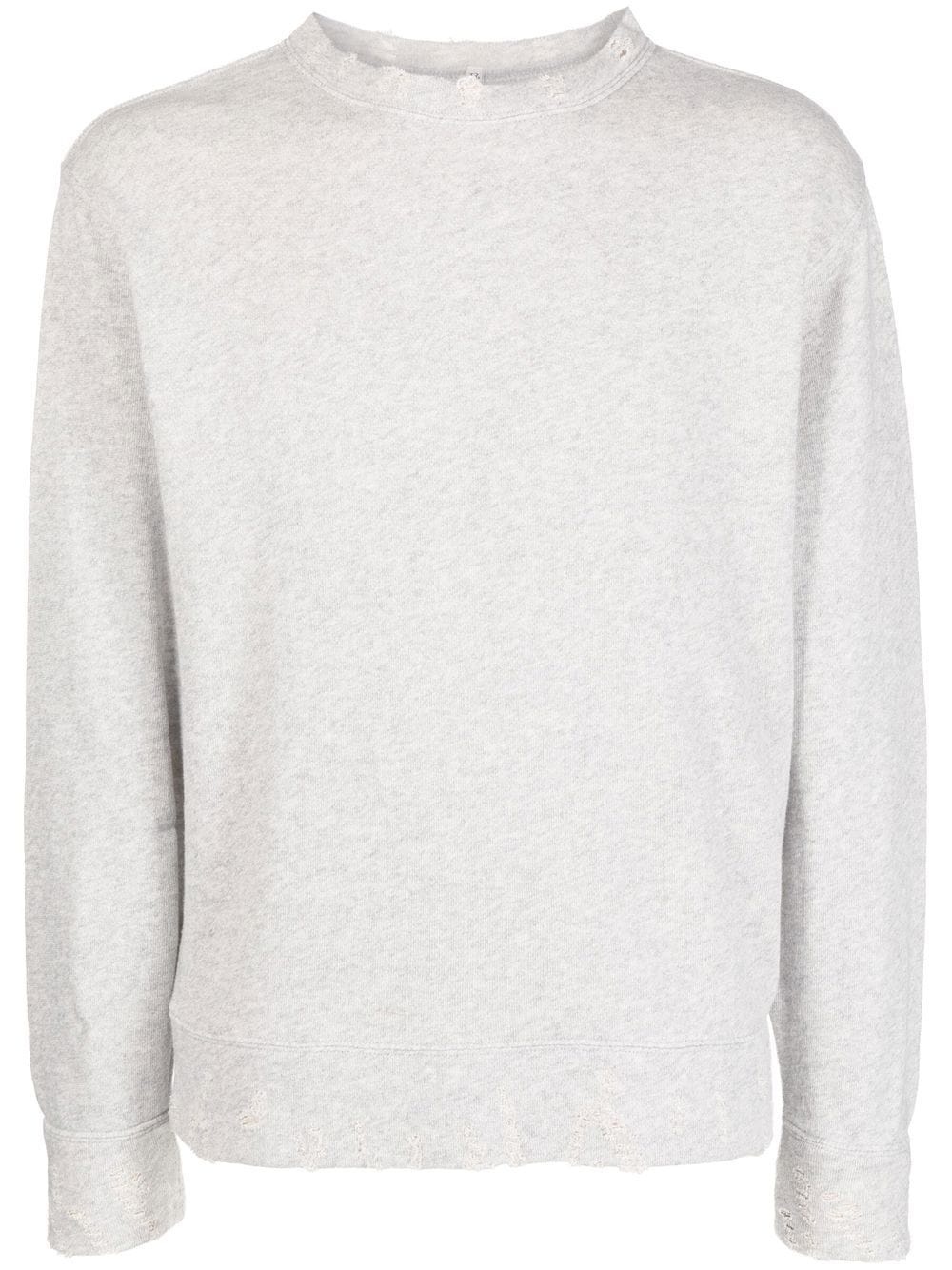 distressed crew-neck sweater - 1