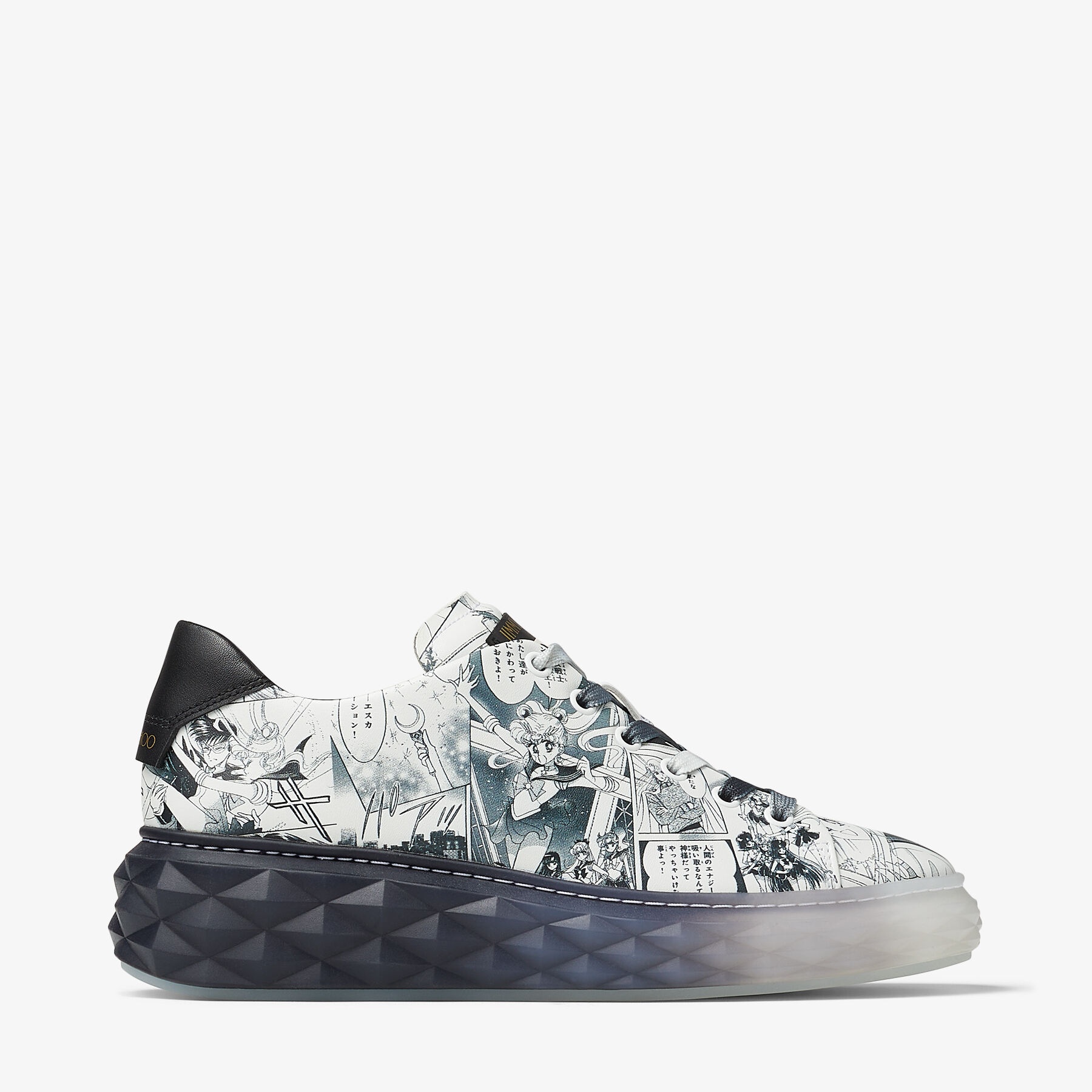 Collage Diamond Light Maxi
Monochrome Manga Printed Leather Low-Top Trainers - 1