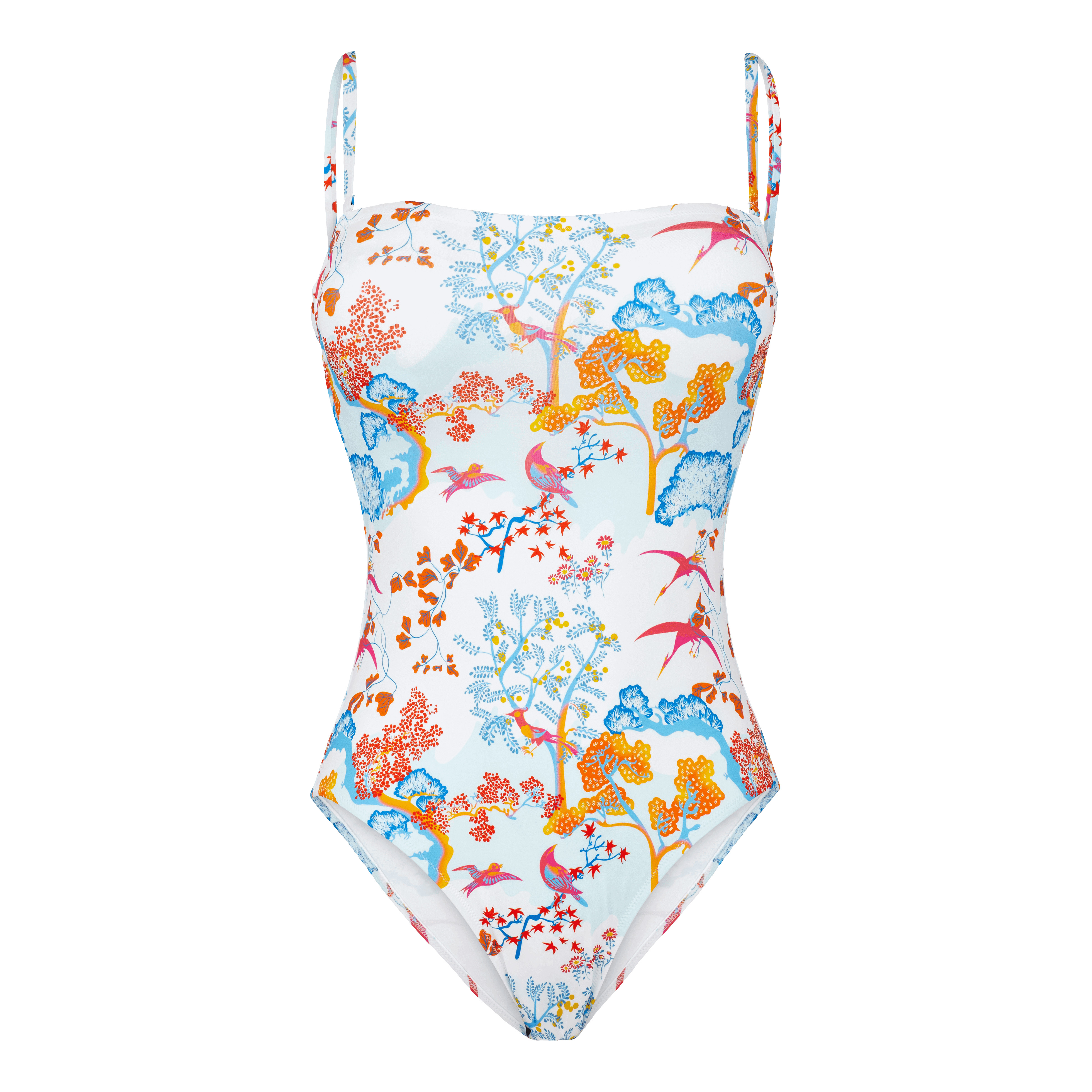 Women Bustier One-Piece Swimsuit Peaceful Trees - 1