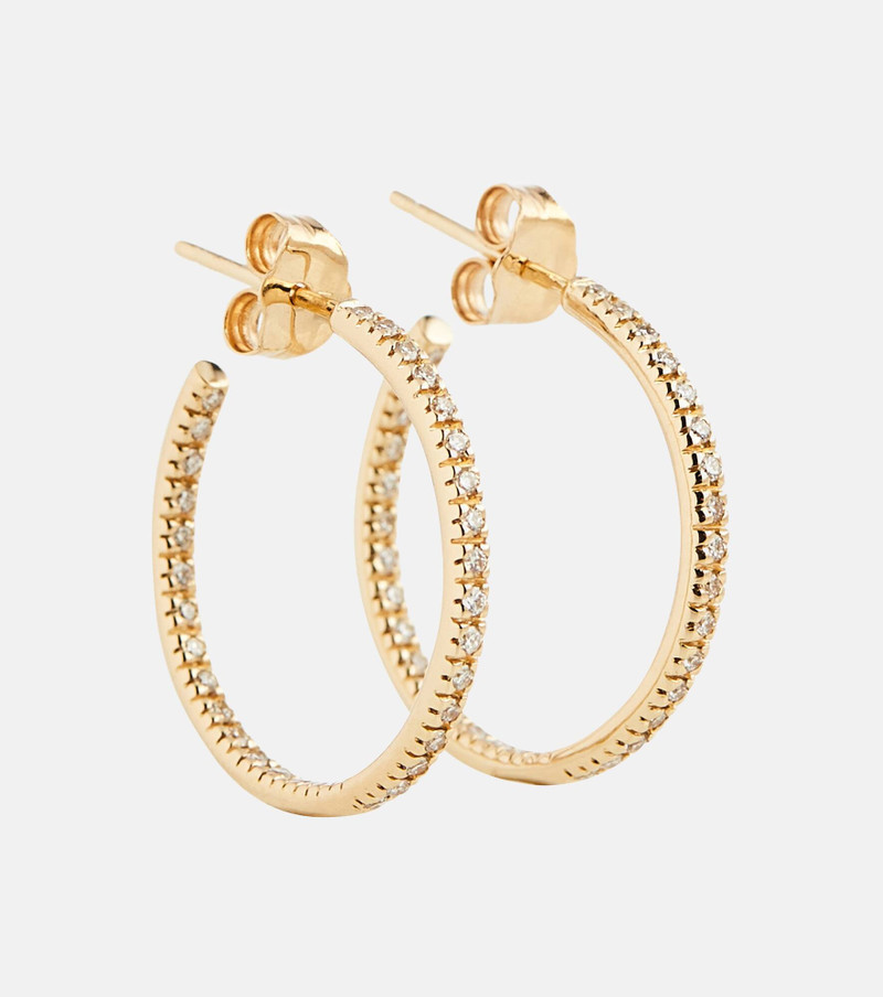 14kt gold hoop earrings with diamonds 1