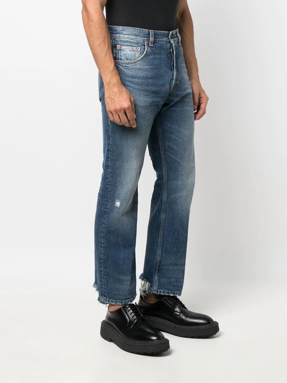 raw edge slim-cut jeans - 3