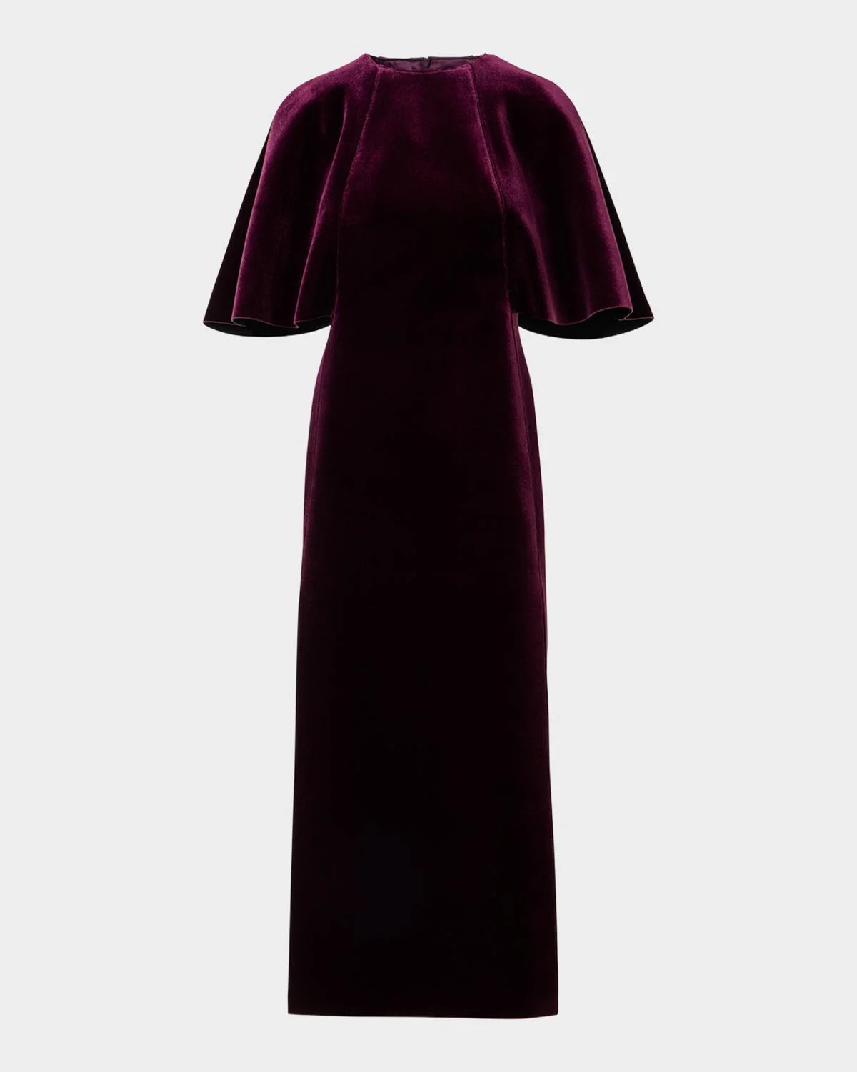 Cape-Sleeve Velvet Neoprene Midi Dress - 1