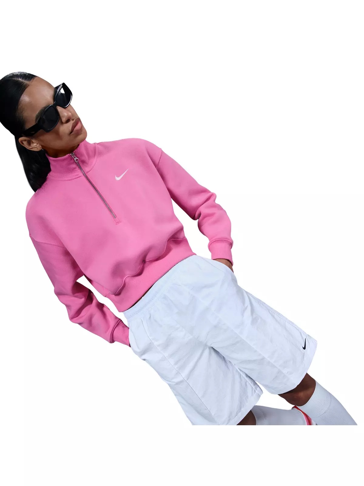 Women's Sportswear Phoenix Fleece 1/4-Zip Cropped Sweatshirt -Pink - 3