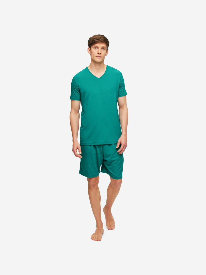 Derek Rose Men's V-Neck T-Shirt Basel Micro Modal Stretch Jungle Green outlook