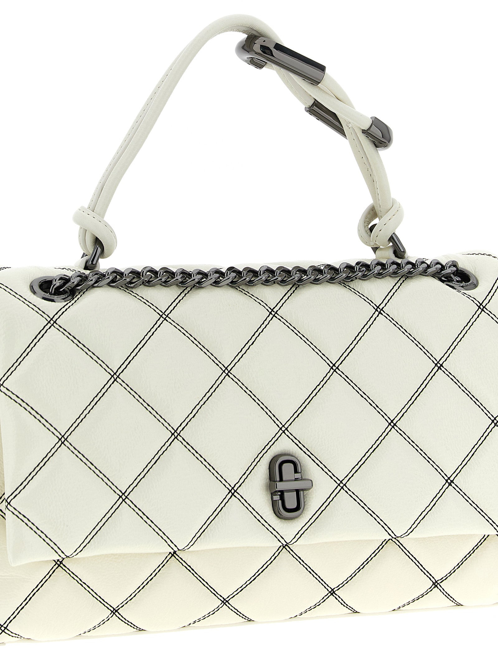 The Bi-Color Quilted Dual Shoulder Bags White/Black - 2