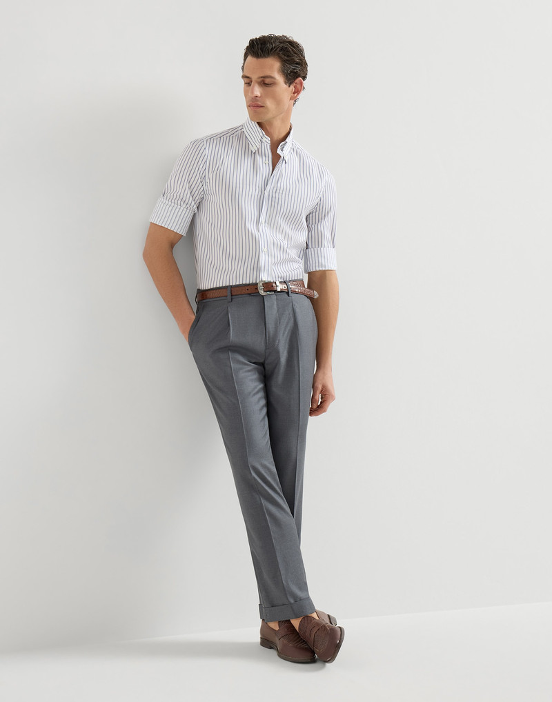 Super 150s virgin wool four season batavia trousers with pleat 5
