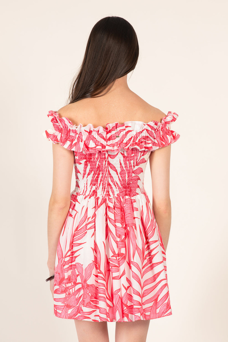Mini Dress Amber - Pink Palm Leaf 7