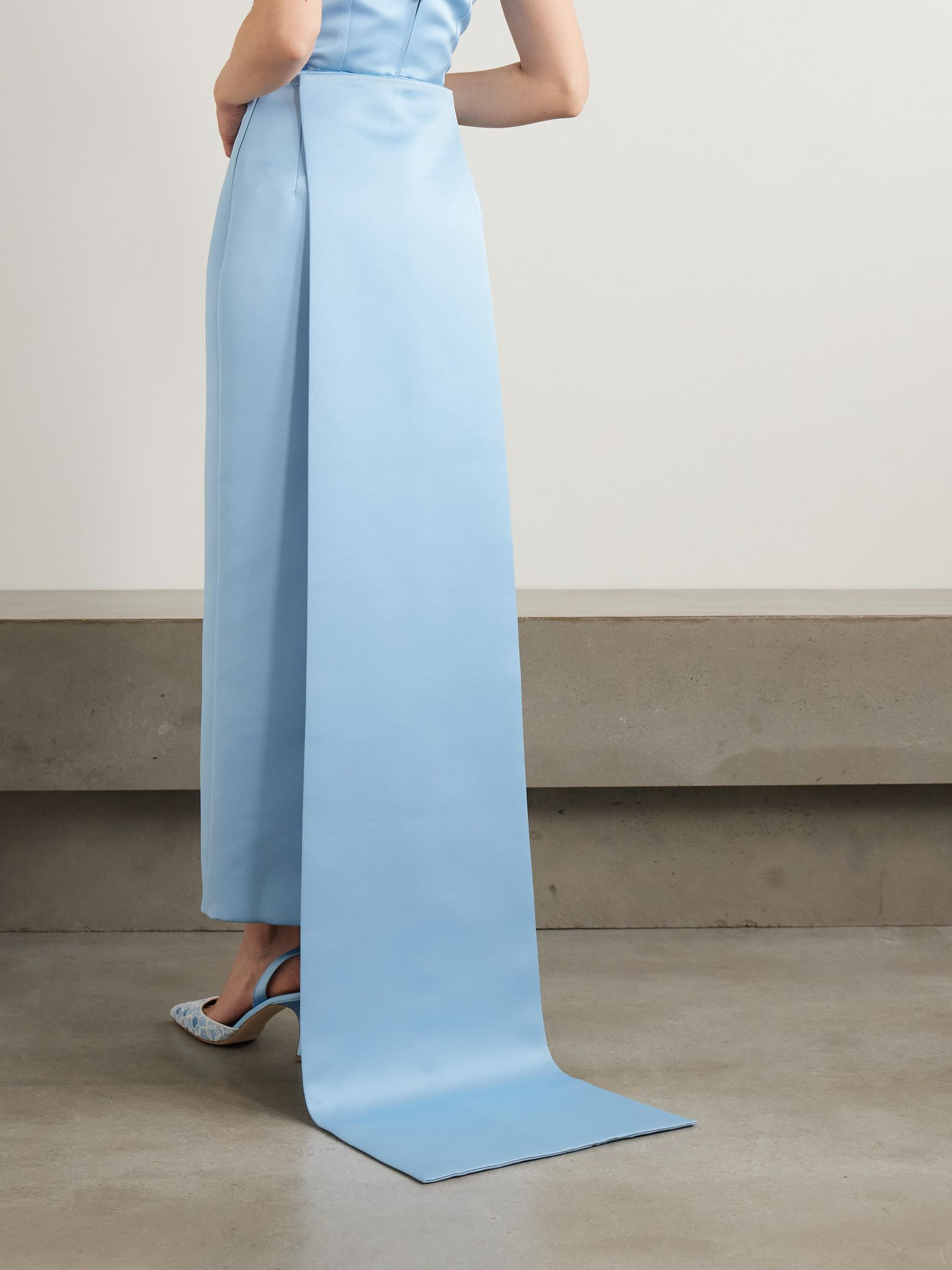 Harleigh convertible duchesse-satin midi skirt Light blue - 3