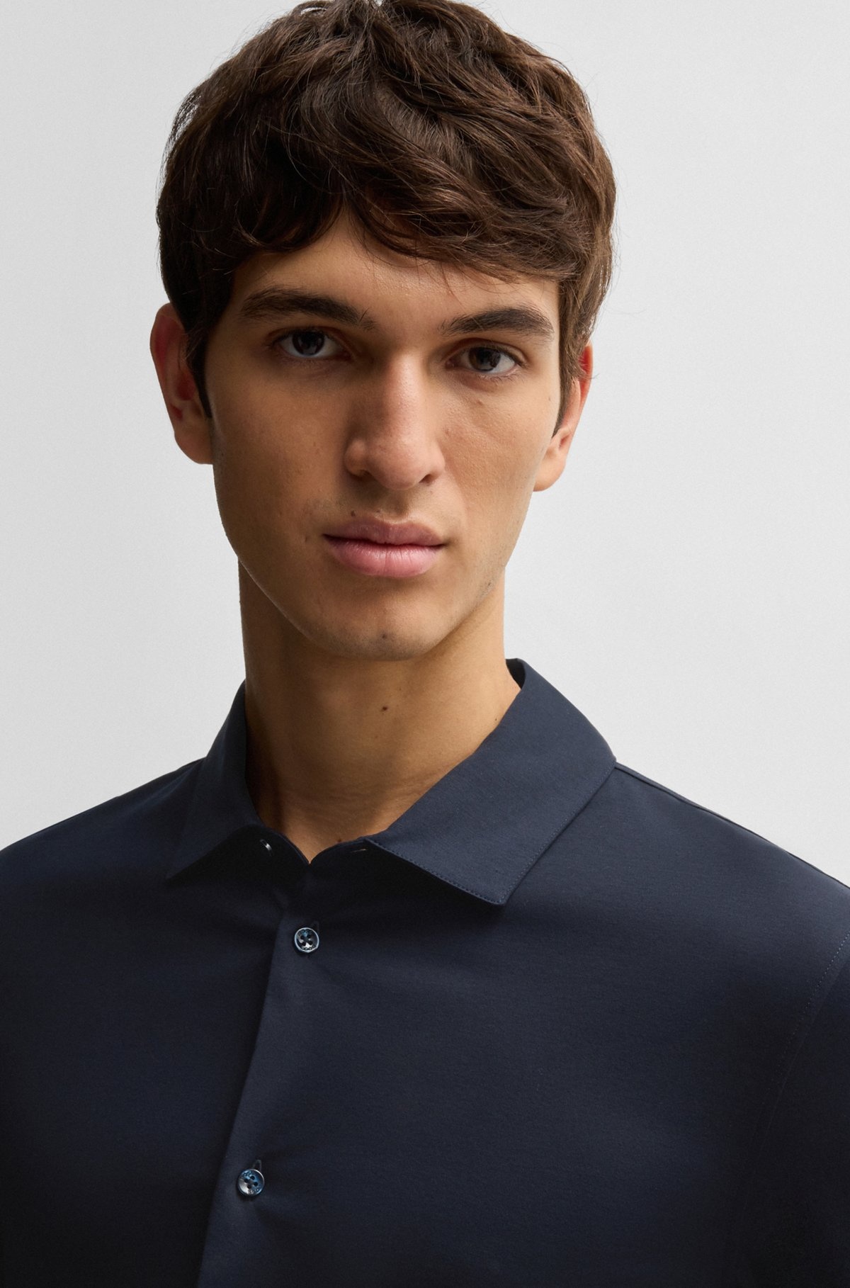 SLIM-FIT LONG-SLEEVED SHIRT IN MERCERIZED COTTON - 3