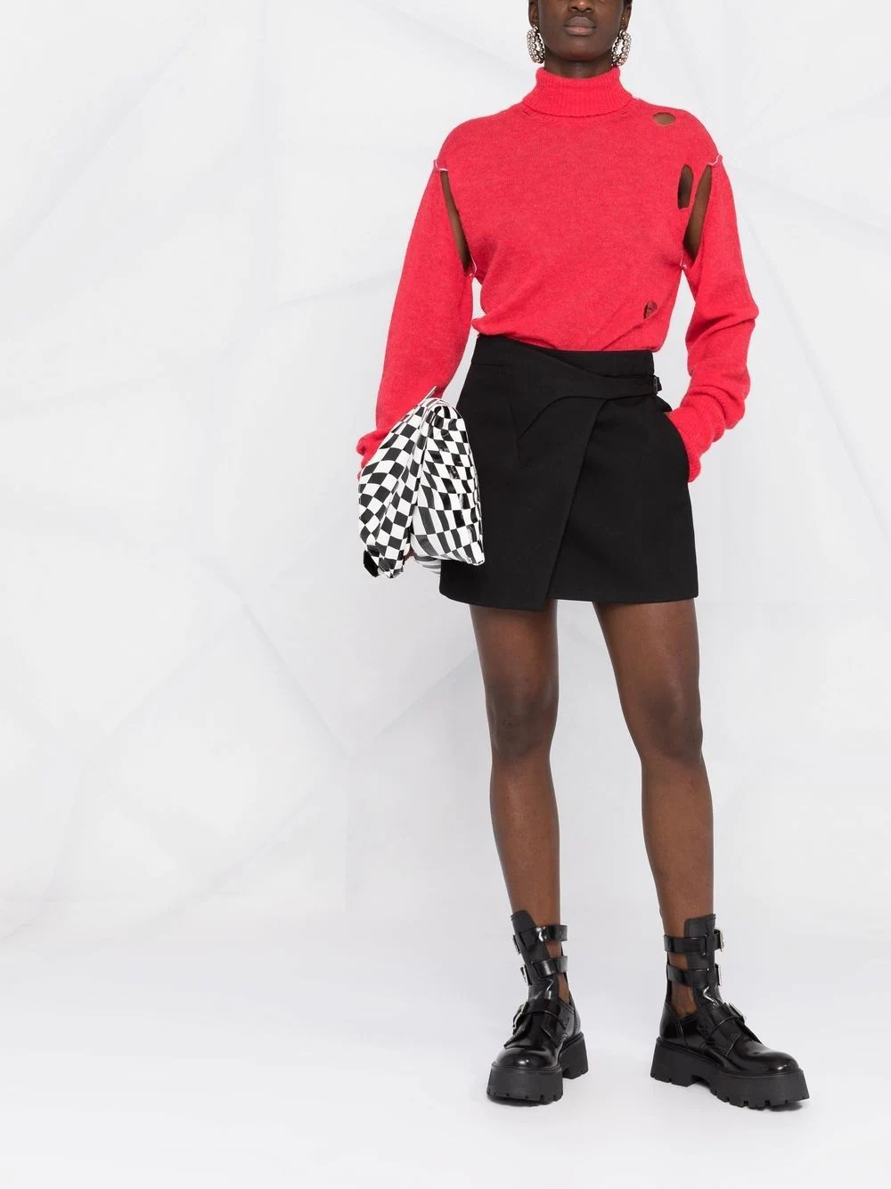 distressed-effect high-neck jumper - 2