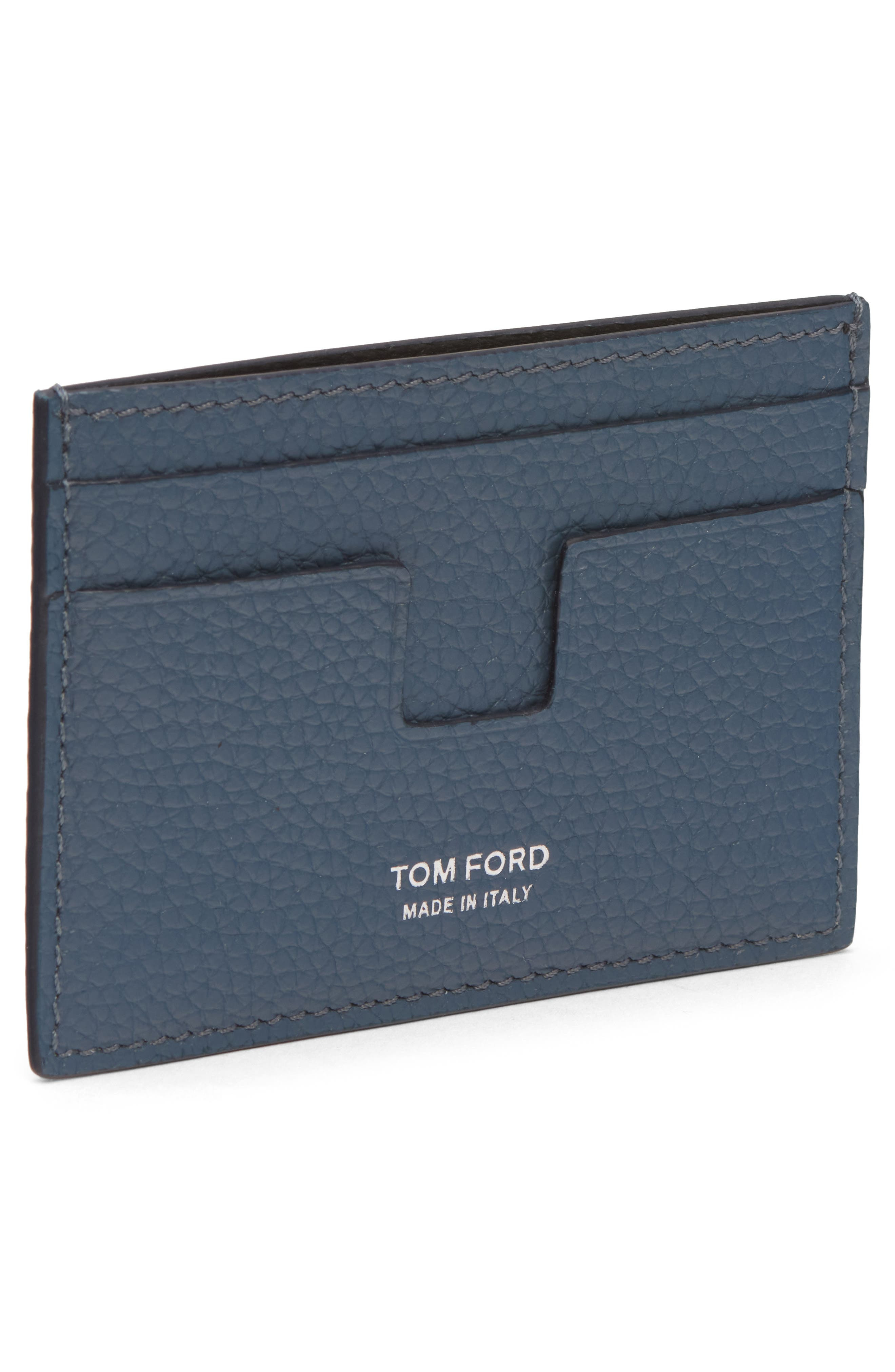 TOM FORD T-Line Soft Grain Leather Card Holder with Money Clip in 1L059 Indigo at Nordstrom - 2