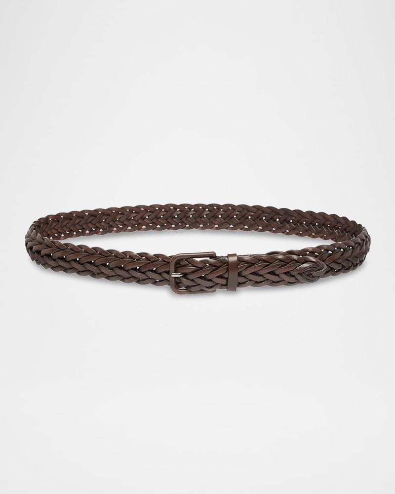 Men's Covered-Buckle Braided Leather Belt 1