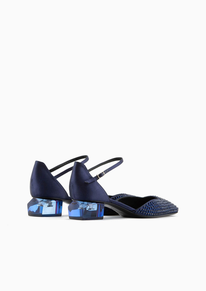 GIORGIO ARMANI Rhinestone and satin d'Orsay court shoes outlook