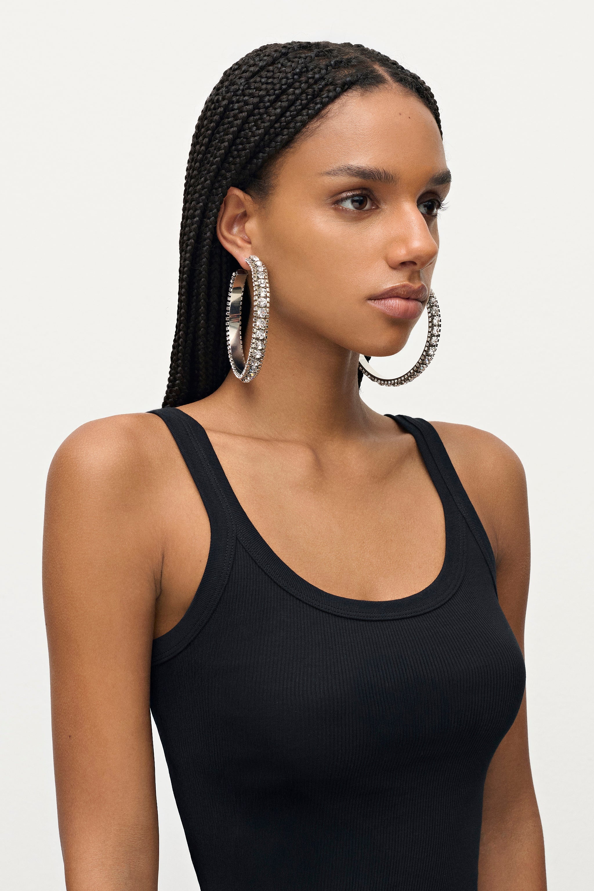 LARGE CRYSTAL HOOP EARRINGS - 3