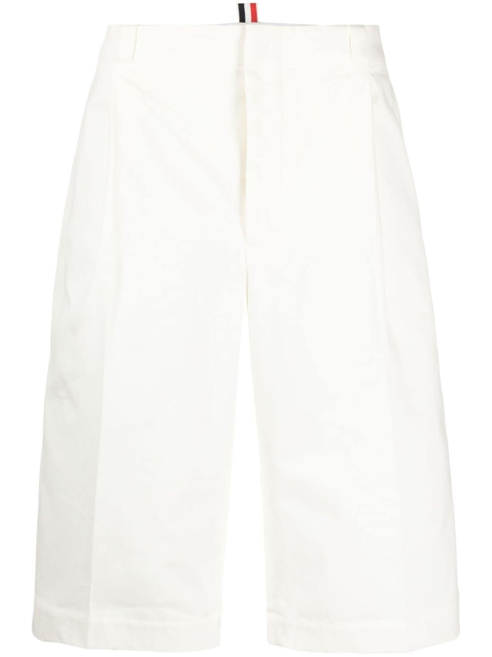 logo-pull-tab cotton shorts - 1