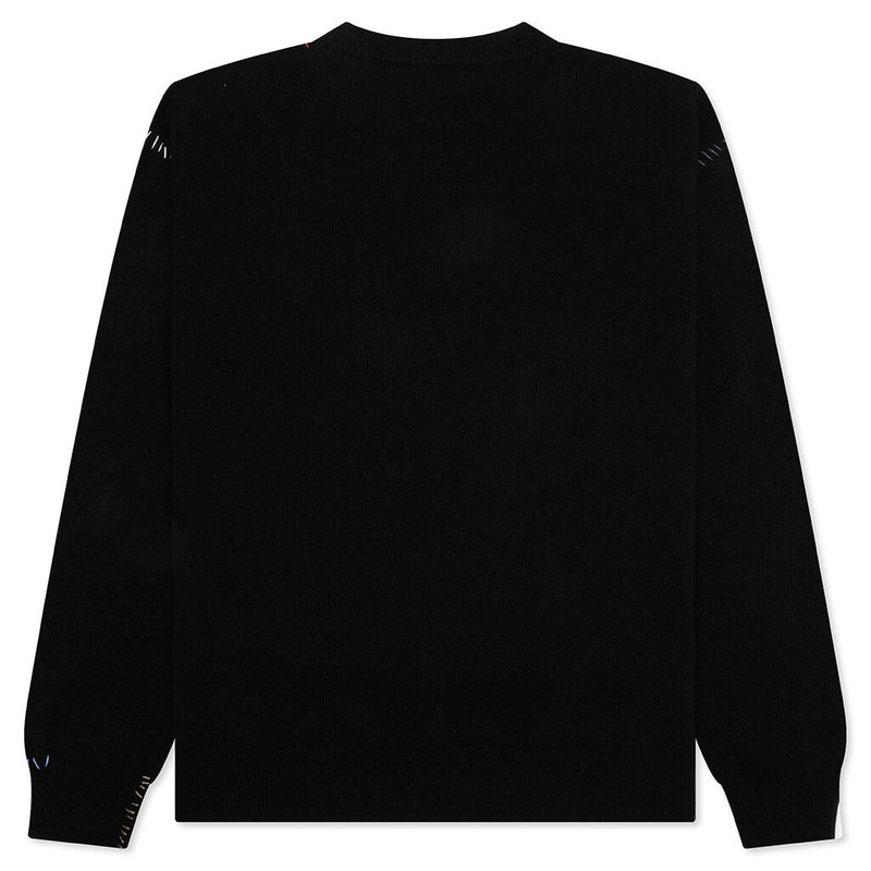 Marni WOOL PATCH MENDING ROUNDNECK SWEATER - BLACK outlook