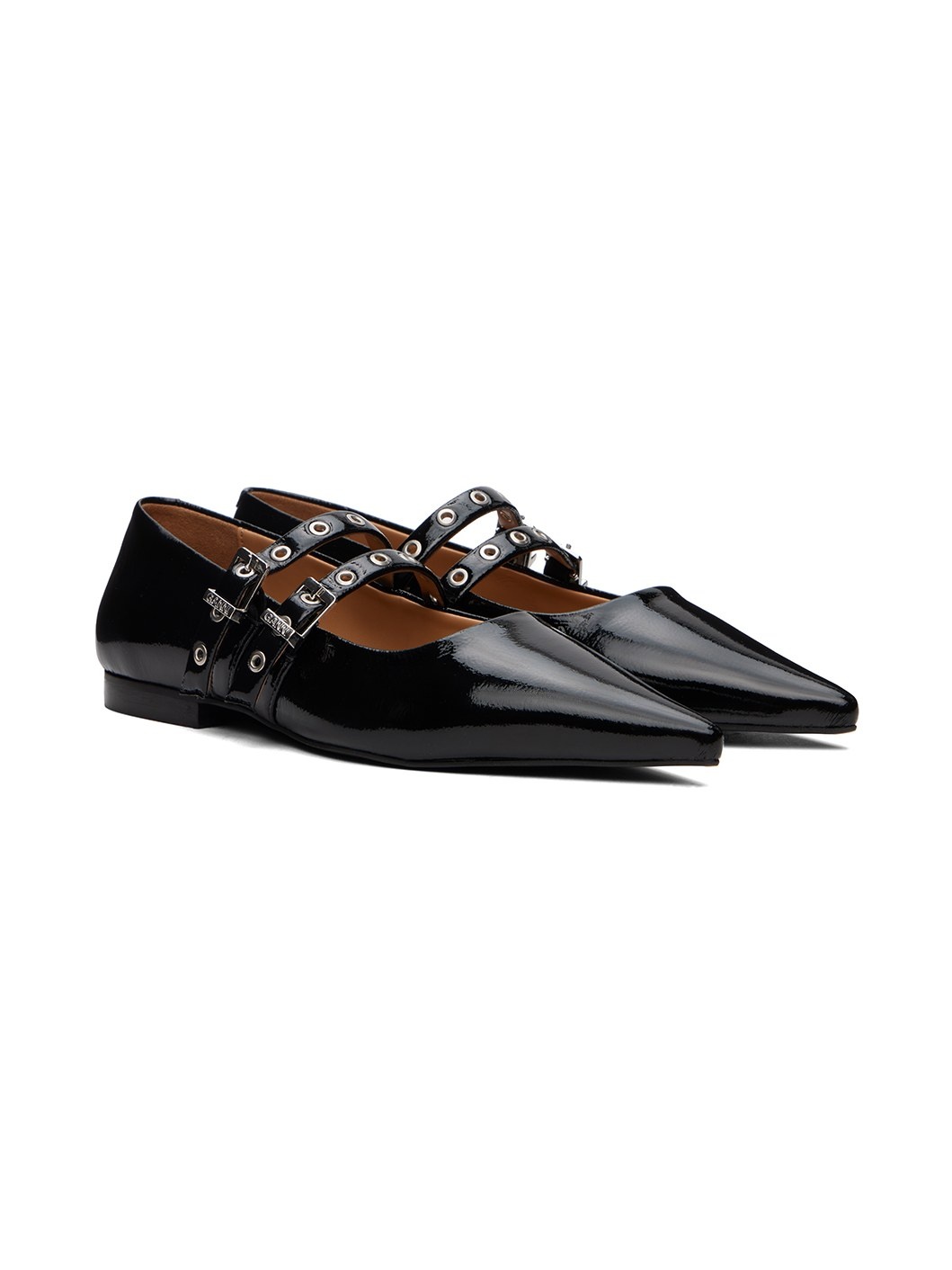 Black Eyelets Ballerina Flats - 4