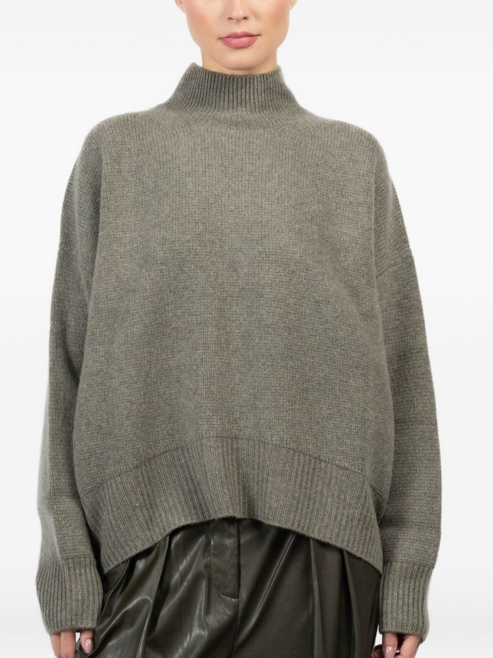 high-neck ribbed sweater - 4