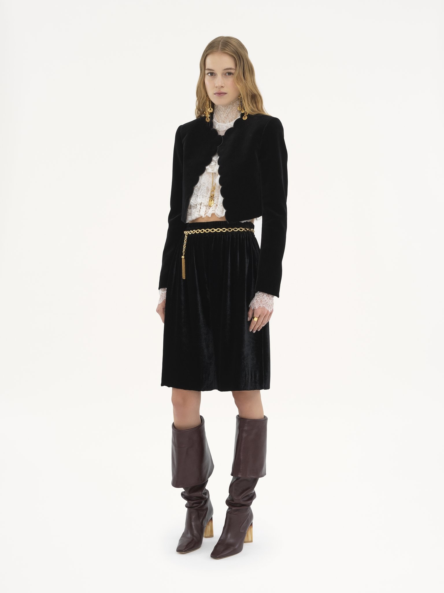 SCALLOPED SPENCER JACKET IN VELVET - 3