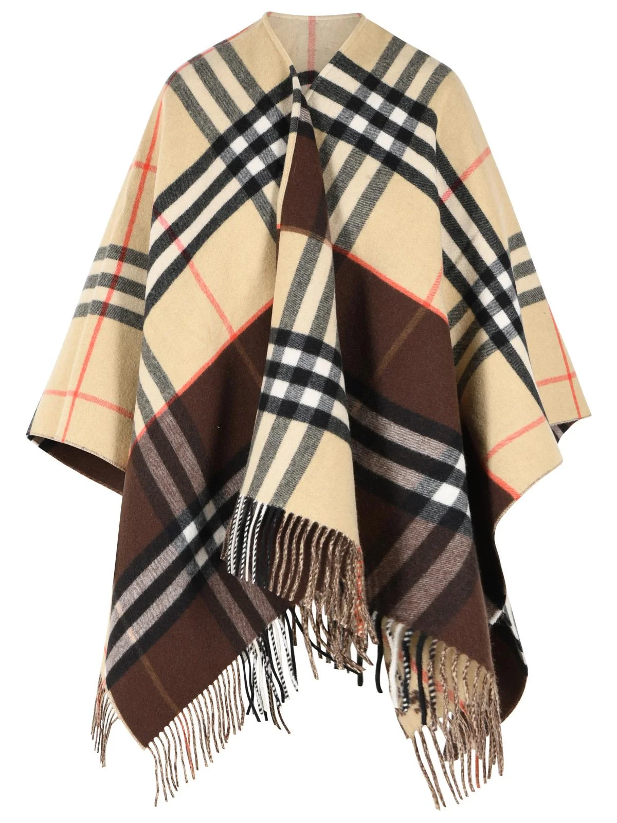 Burberry 'CHECK' Beige Cashmere Cape - 1