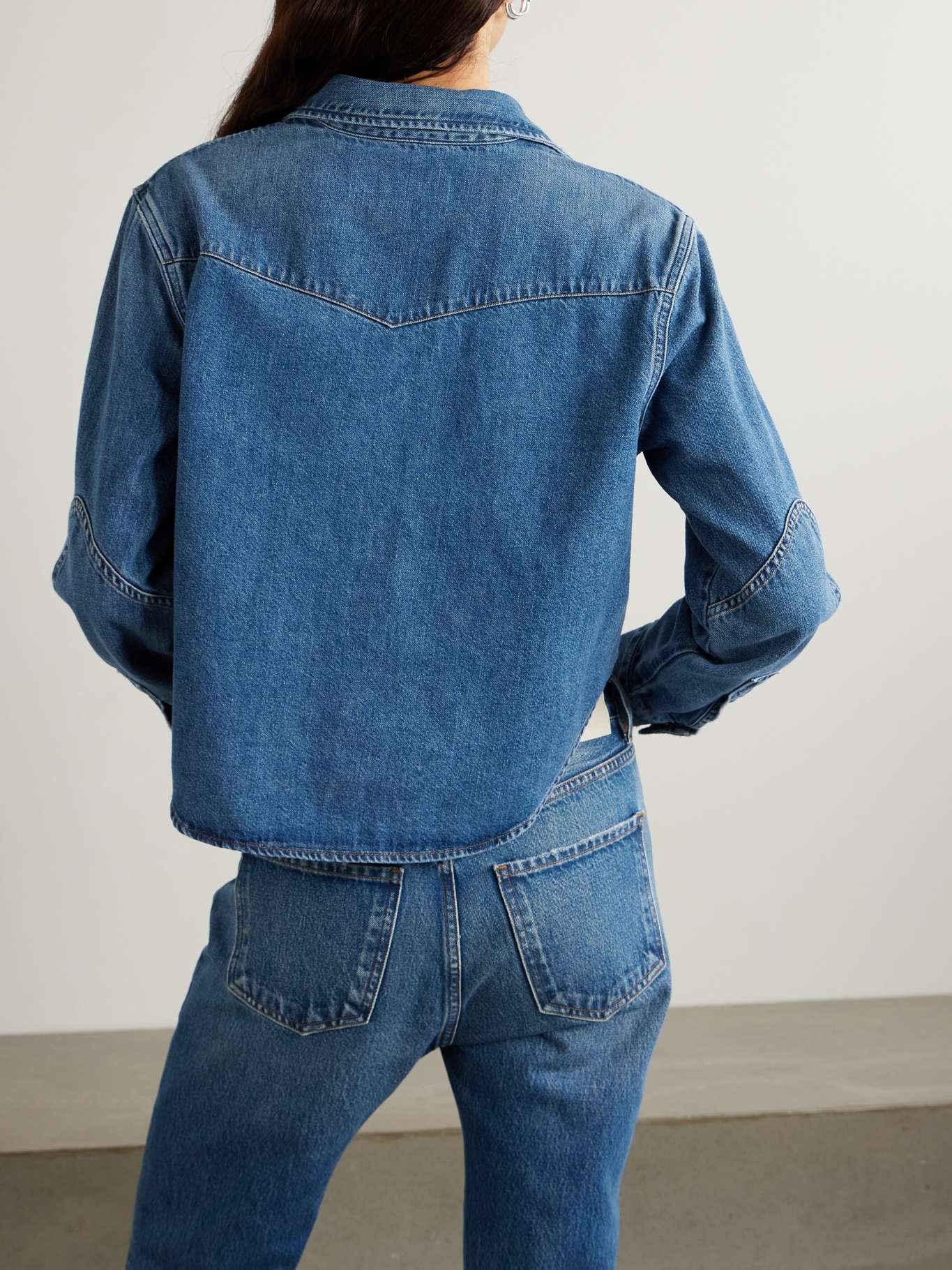 Cropped Western denim shirt Mid denim - 3
