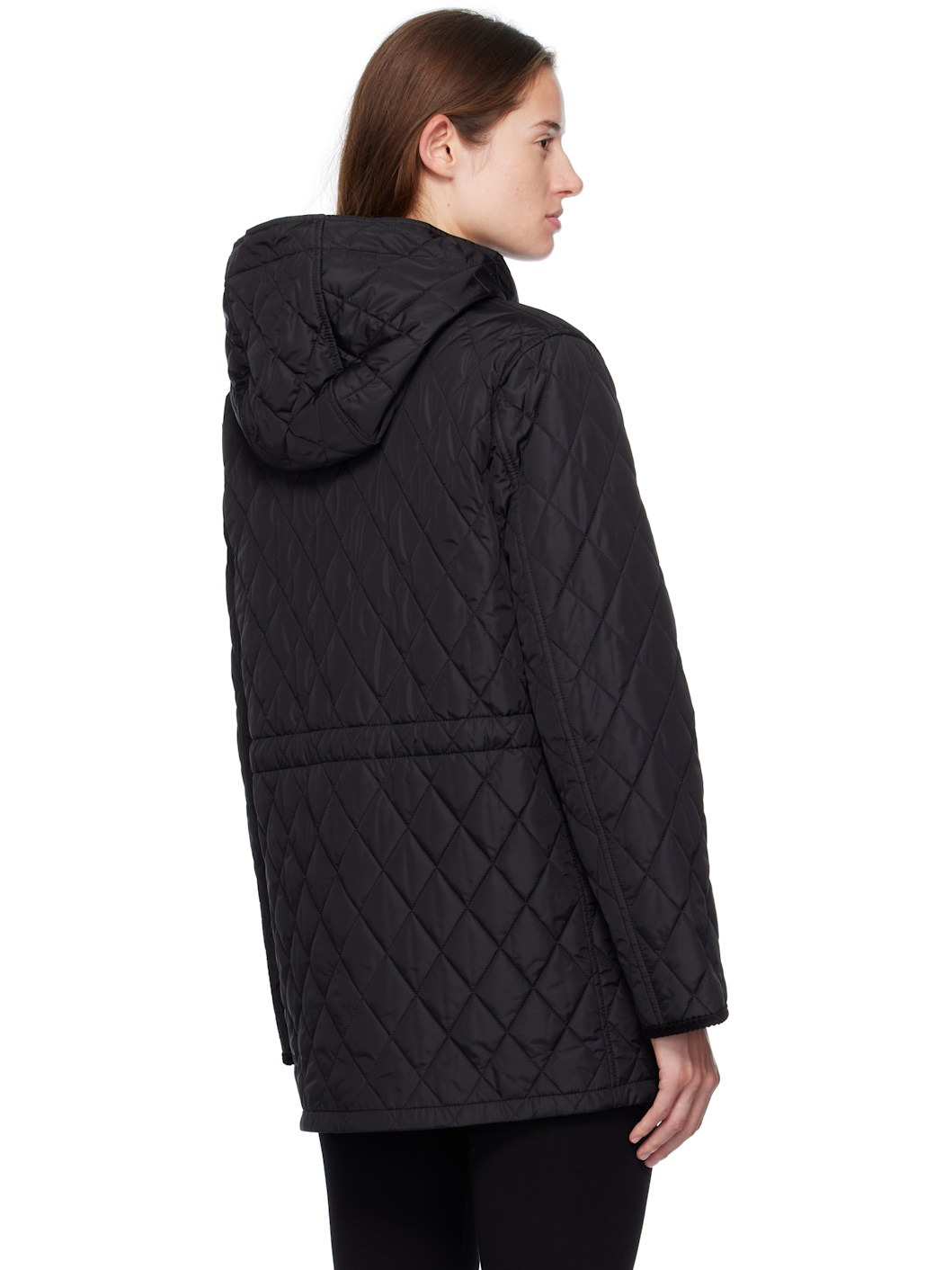 Black Quilted Nylon Coat - 3