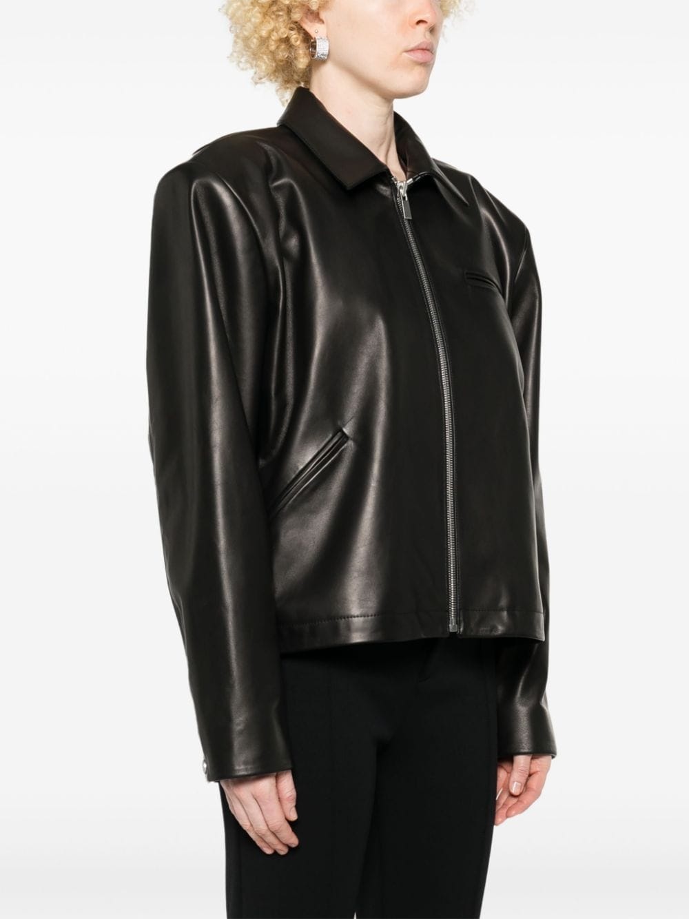 leather zip jacket - 3