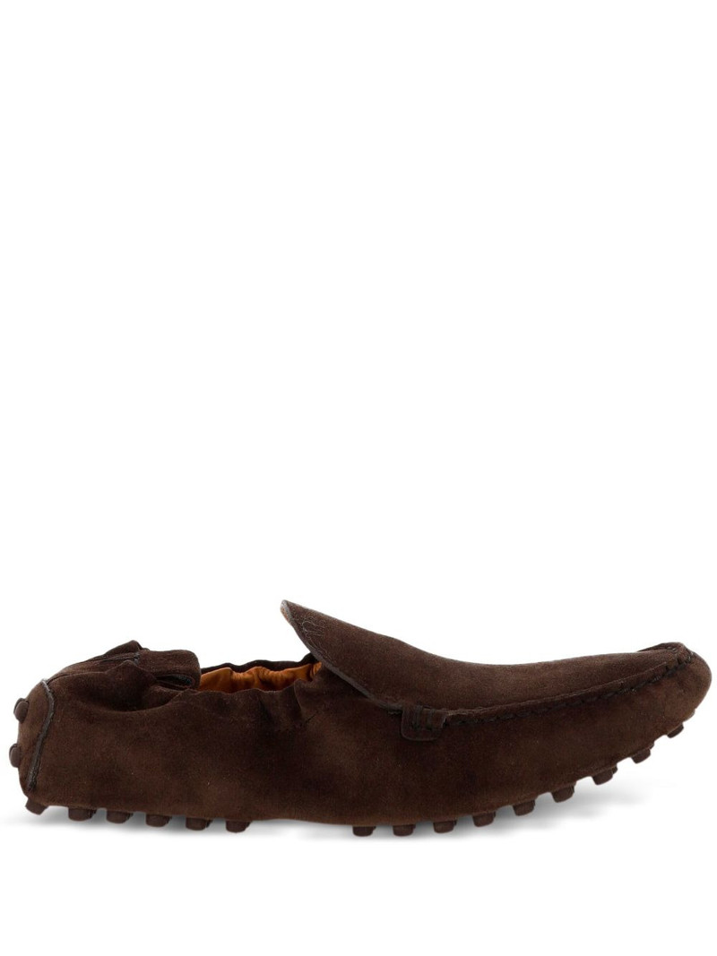 pebble-textured suede loafers 1
