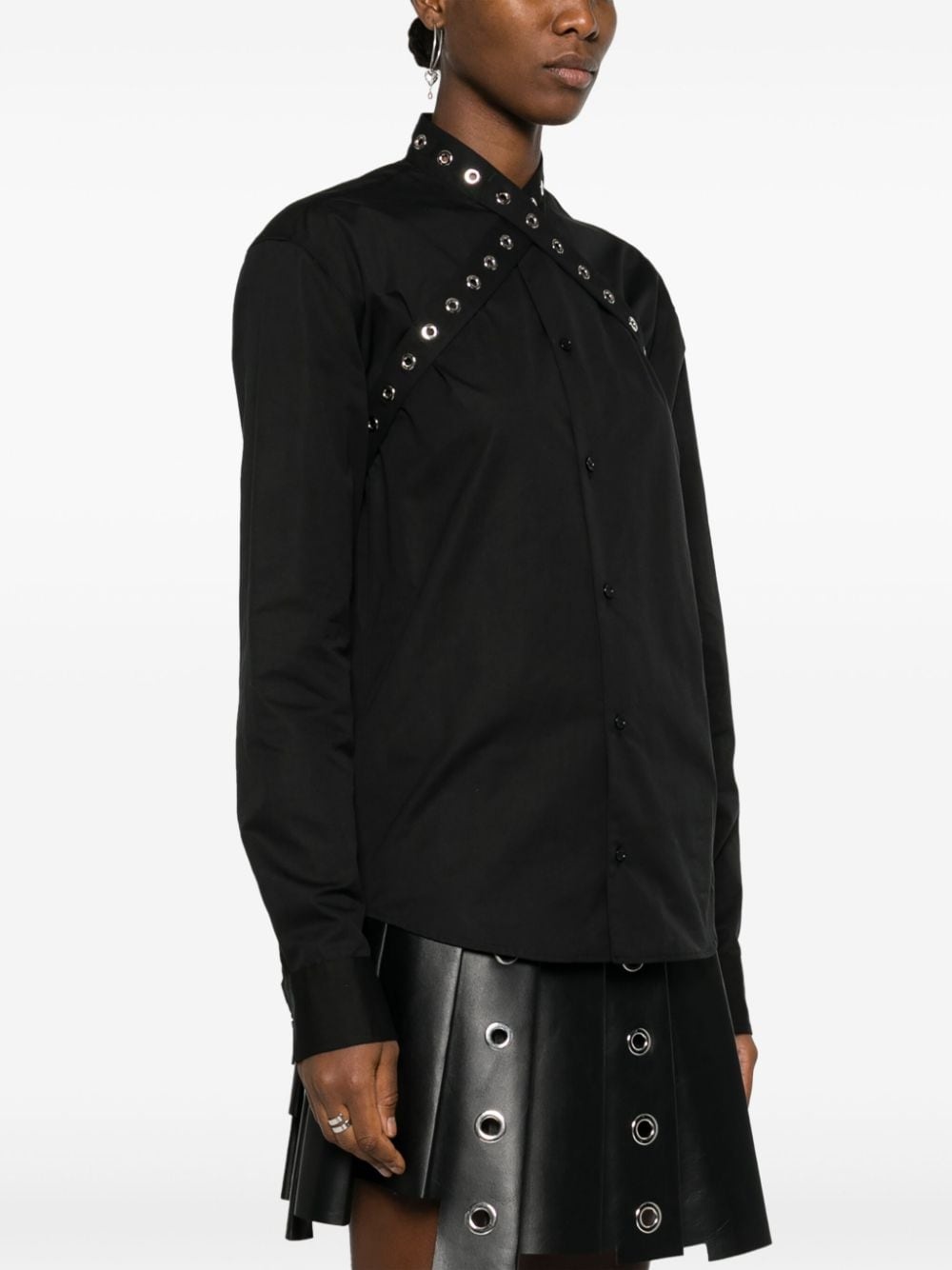 eyelet-strap cotton shirt - 3