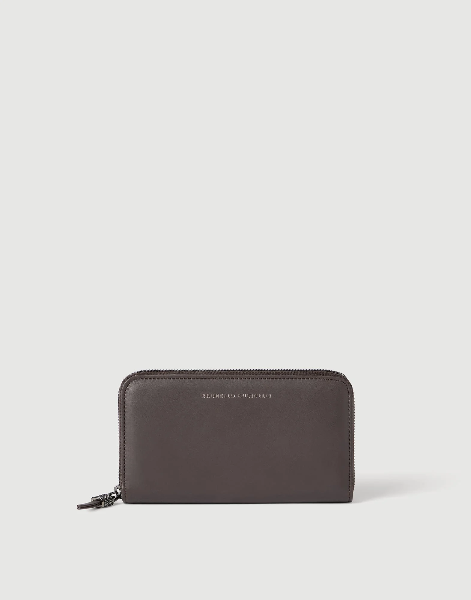 Calfskin wallet with shiny zipper pull - 1