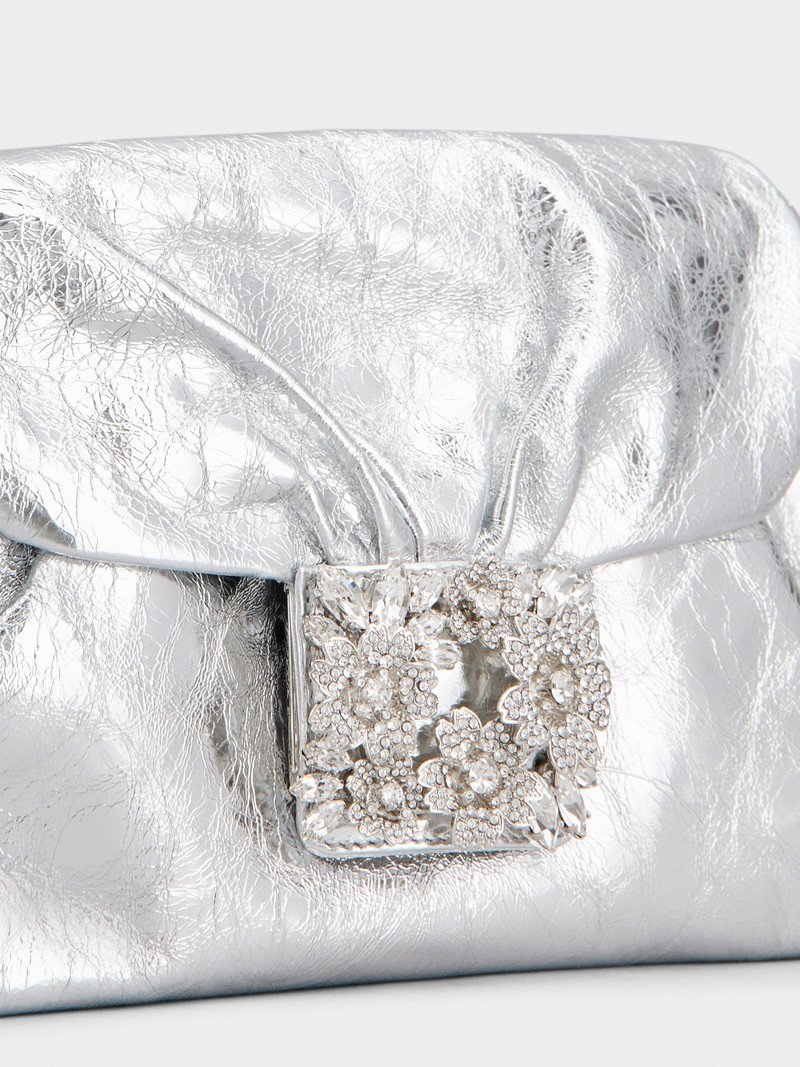 Drapé Bouquet Strass Buckle Mini Bag in Leather 7