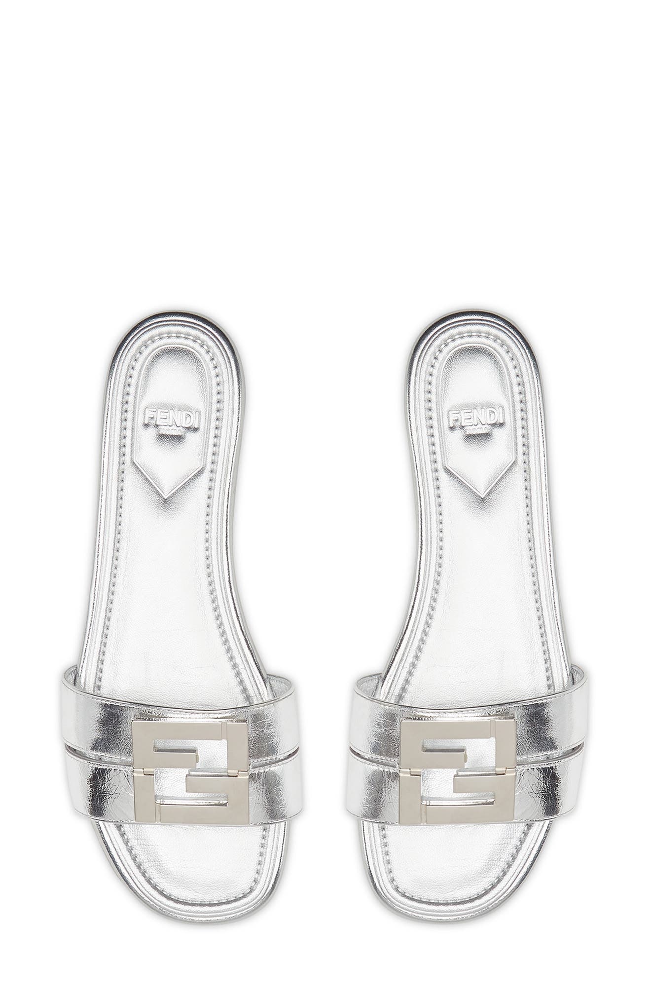 Fendi FFold Slide Sandal in F0Qw0 Argento at Nordstrom - 3