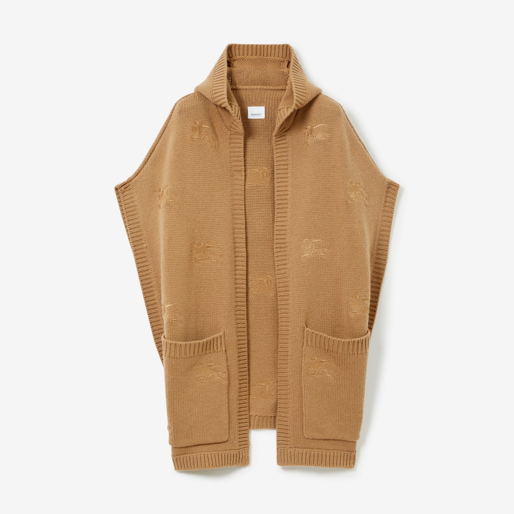 Embroidered EKD Wool Cashmere Hooded Cape - 1