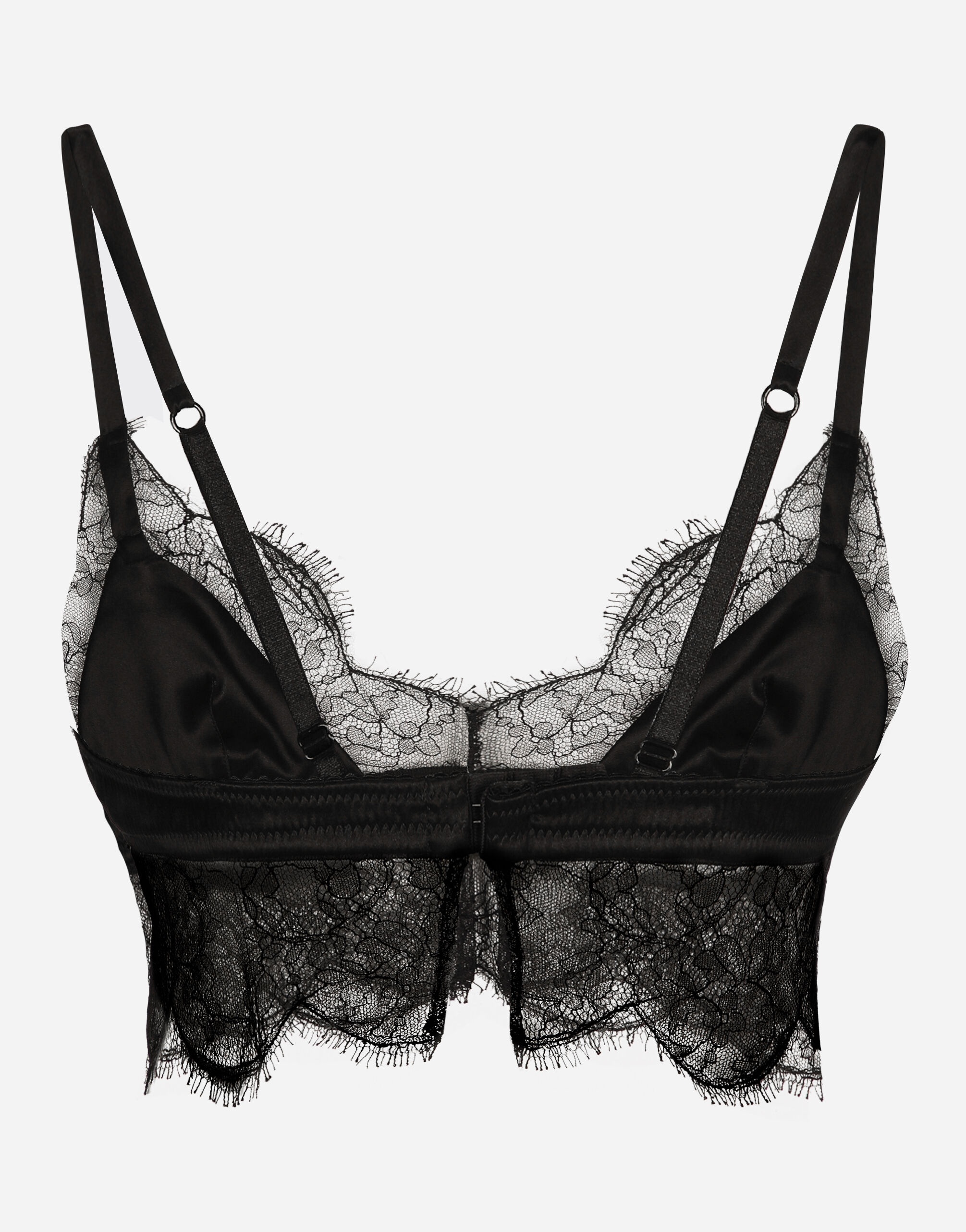 Soft-cup satin bralette with lace detailing - 2